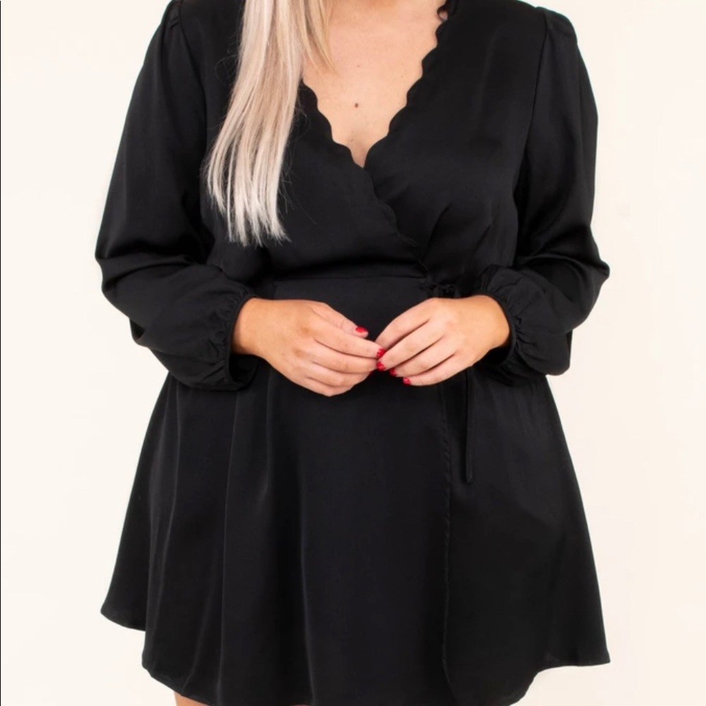 New: Chic Soul 3x Faux Wrap Little Black Dress